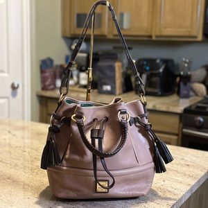 Dooney & Bourke Florentine Leather Buckley Bucket Bag Purse Mushroom